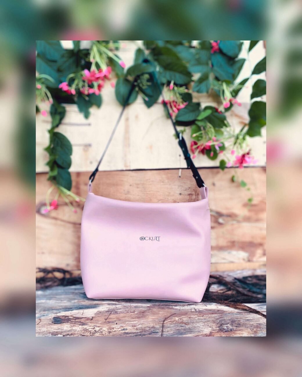 Pink Black Strap Bag