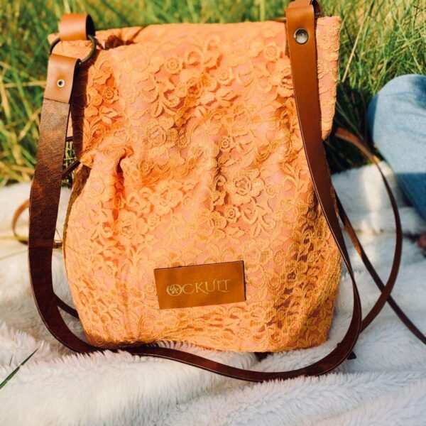 Orange Lace Bucket Bag