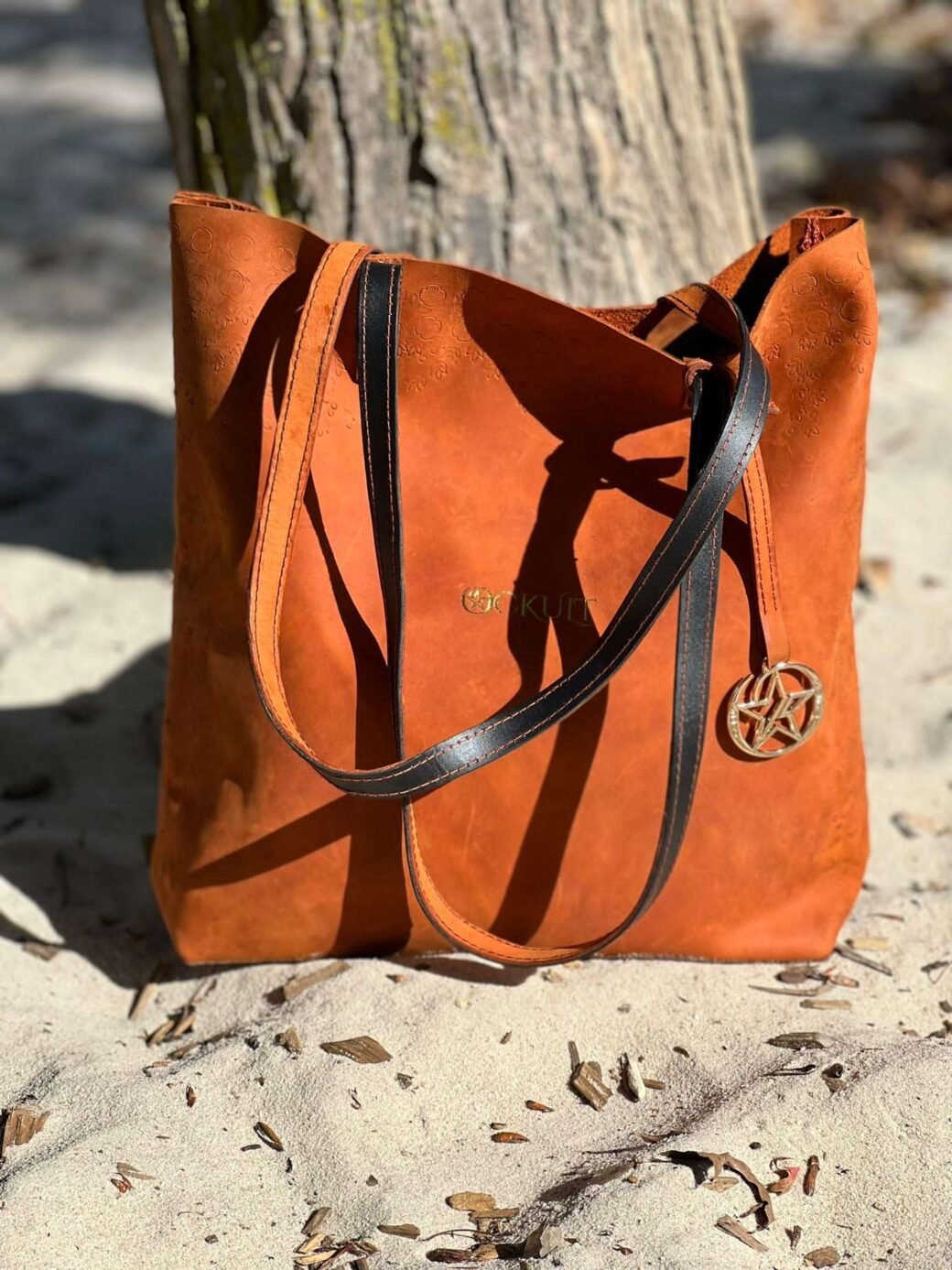 Brownish Orange Tooled Bag - Image 3