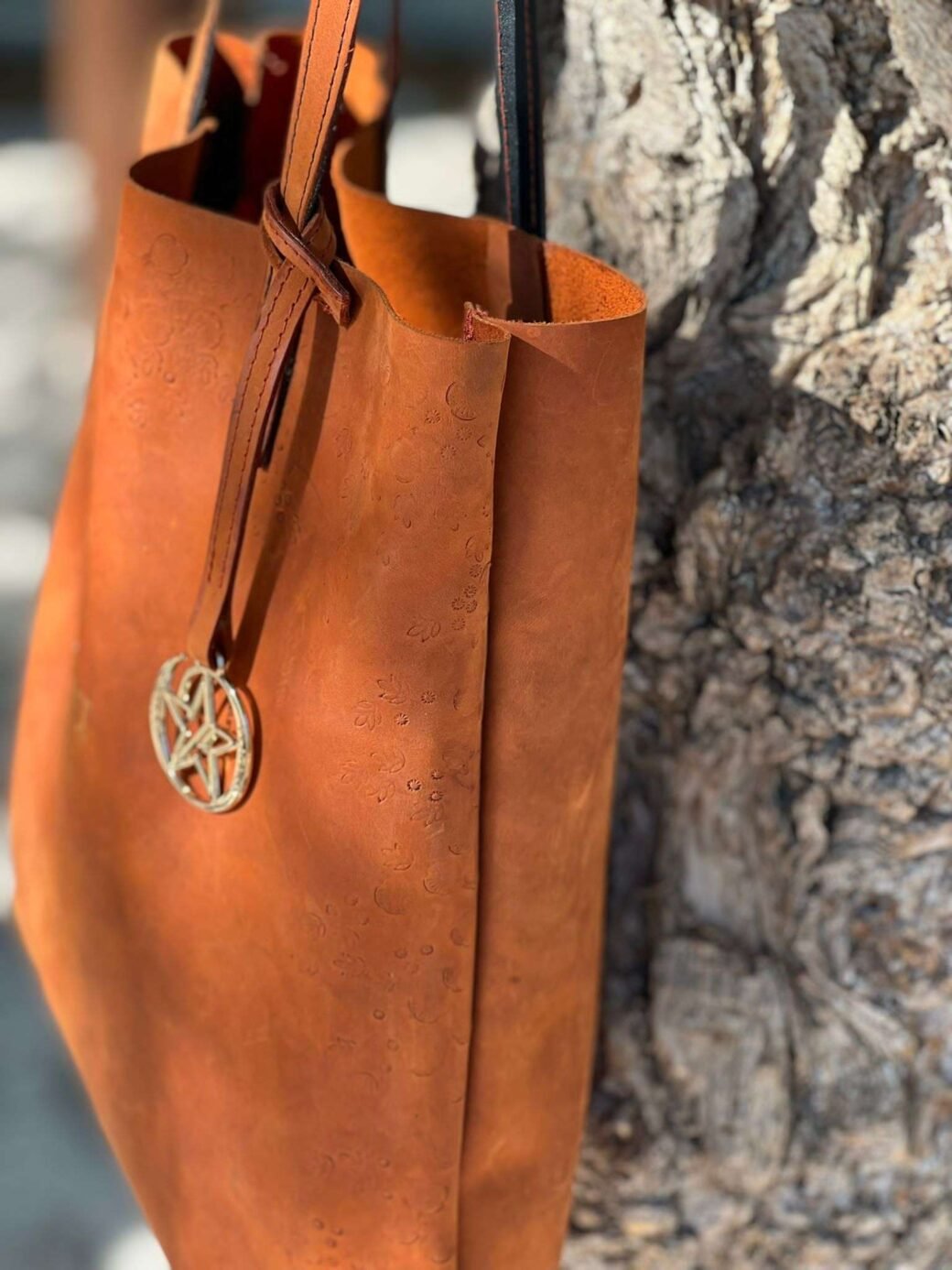 Brownish Orange Tooled Bag - Image 4
