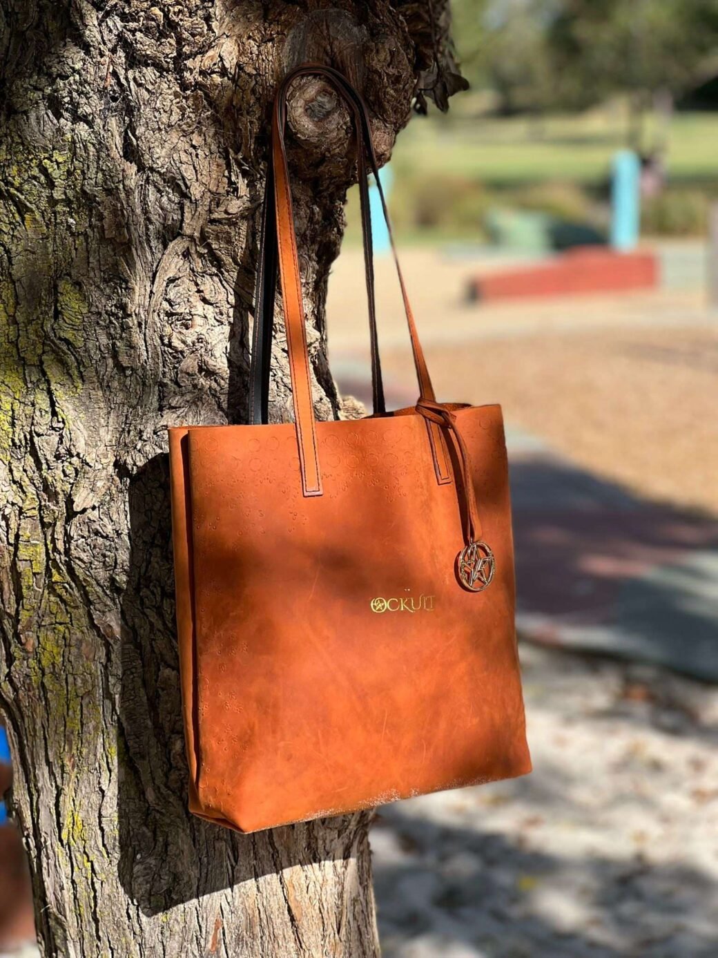 Brownish Orange Tooled Bag - Image 2