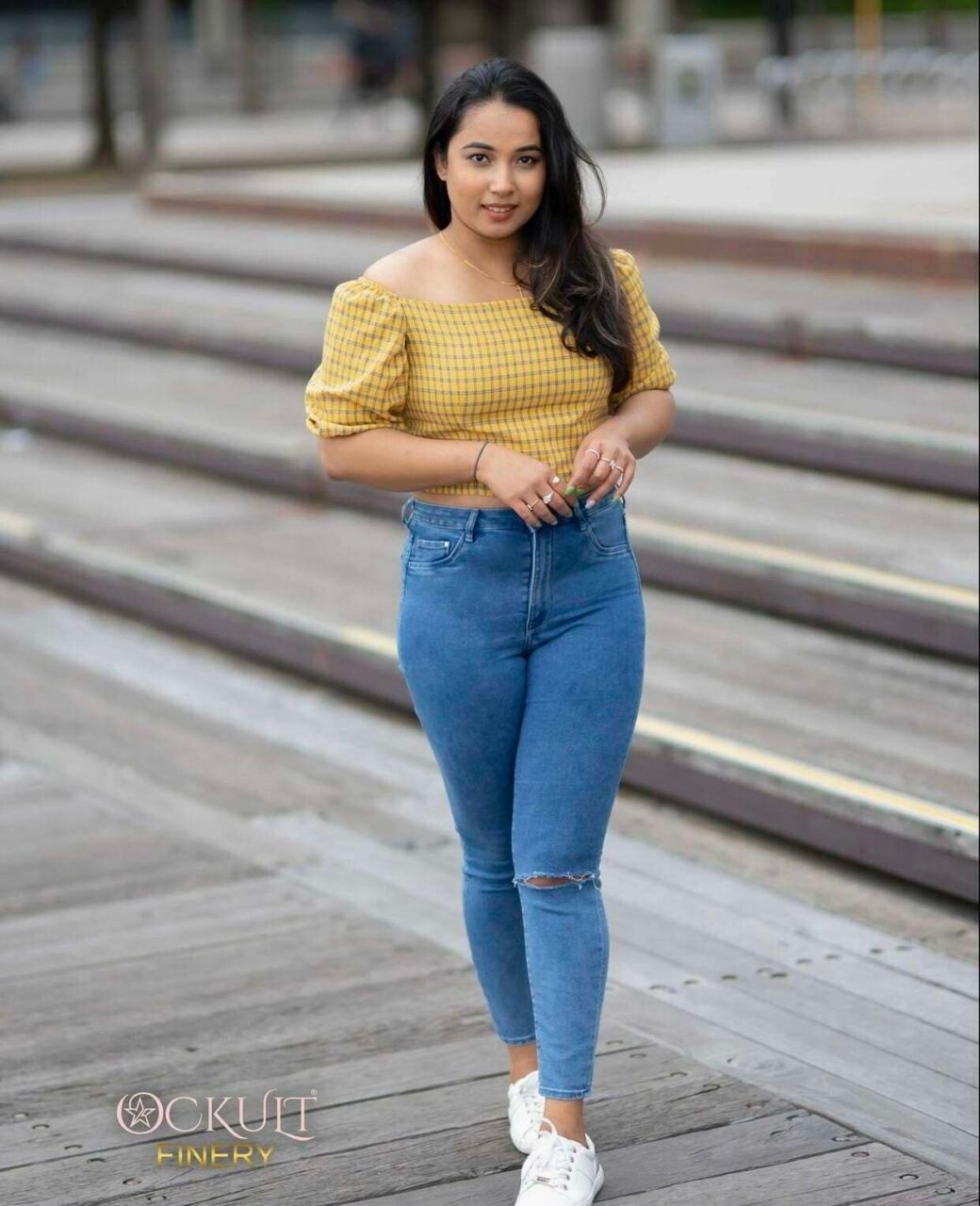 Yellow Gingham Print Puff Sleeve Blouse - Image 4