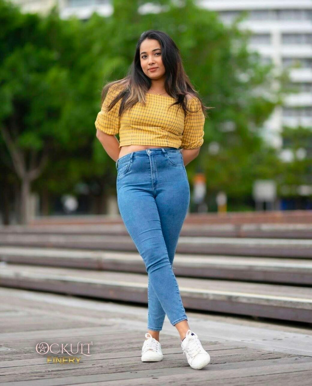 Yellow Gingham Print Puff Sleeve Blouse