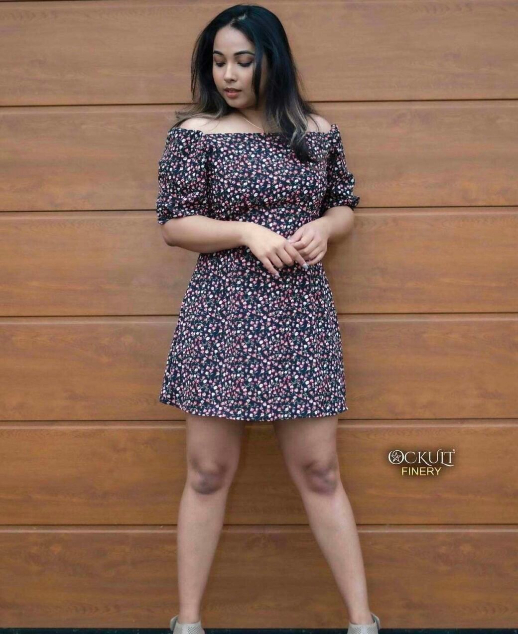 Ditsy Floral Print Puff Sleeve Dress - Image 2