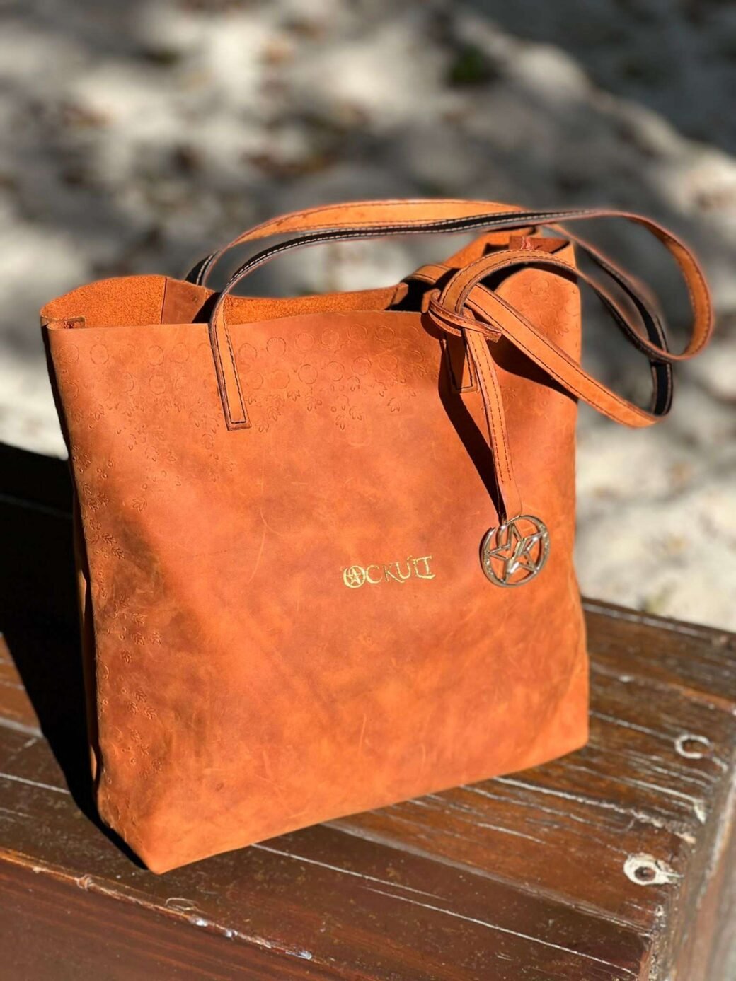 Brownish Orange Tooled Bag