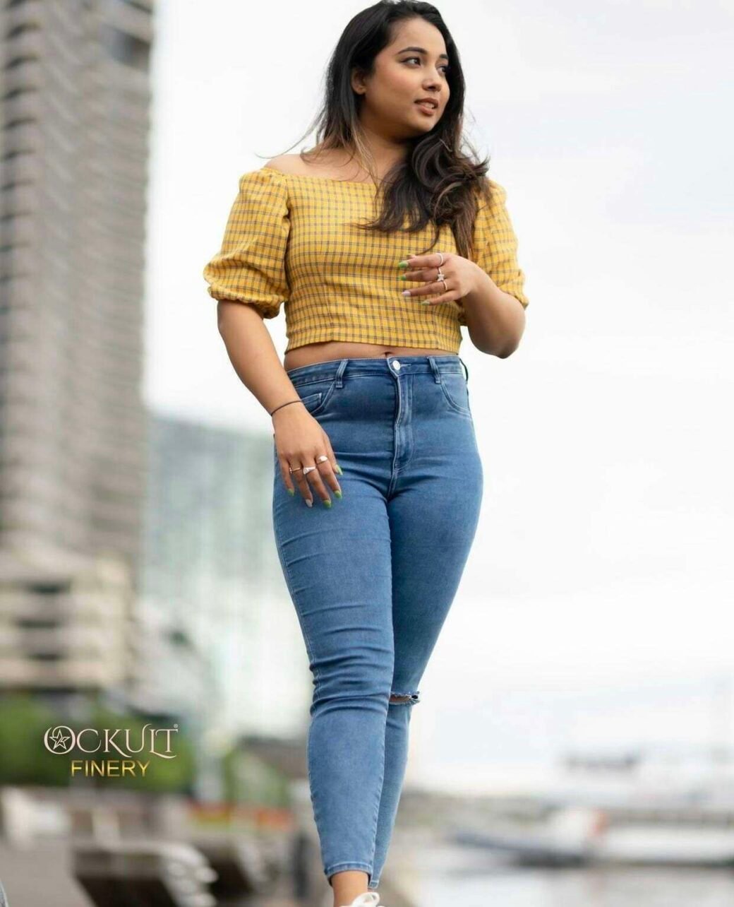 Yellow Gingham Print Puff Sleeve Blouse - Image 3