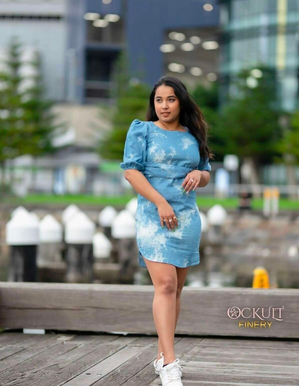 Puff Sleeve Belted Dress