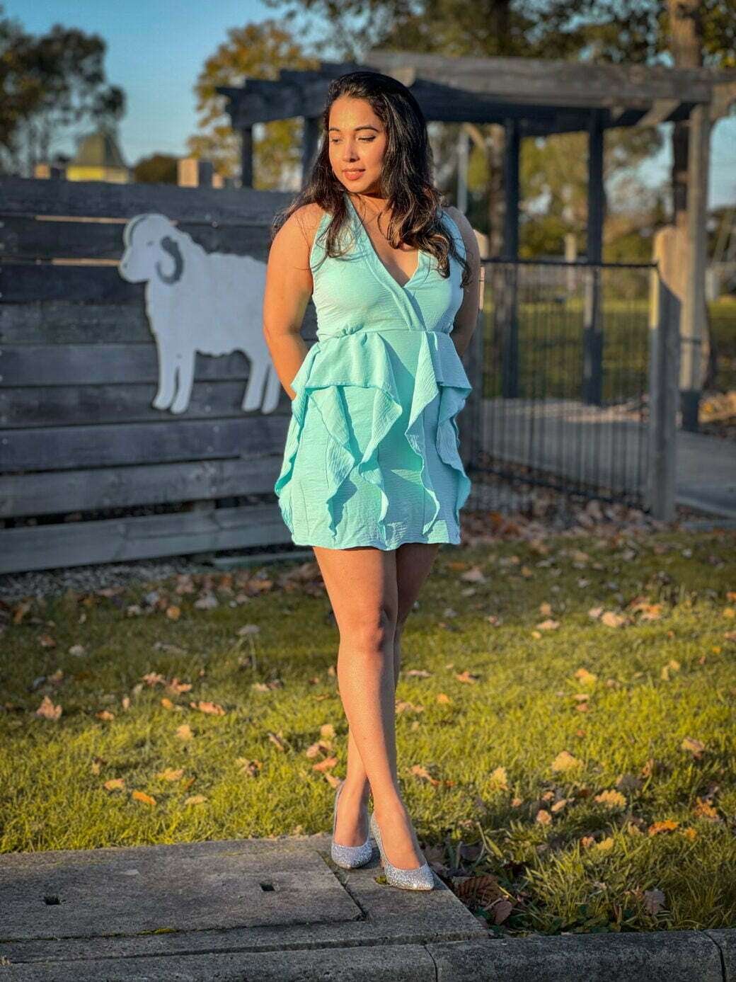 Sea Blue Ruffle Dress - Image 3