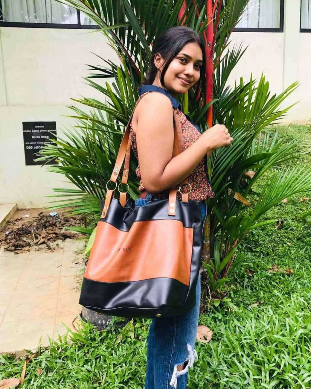 Two Tone Black Brown Bag