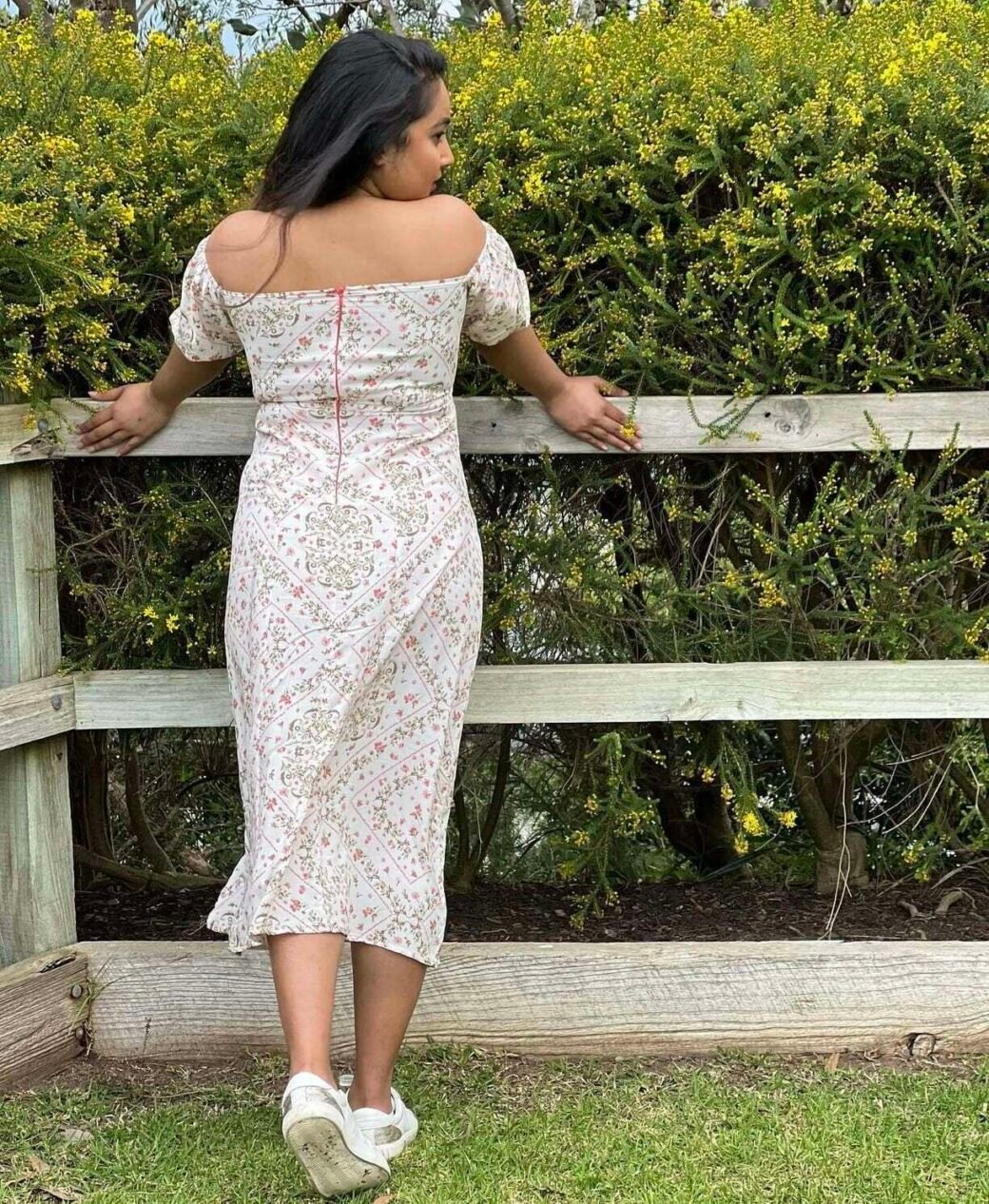 Puff Sleeve Tie Front Split Floral Dress - Image 4