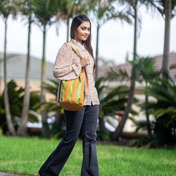 Brown Mix Green Bucket Bag