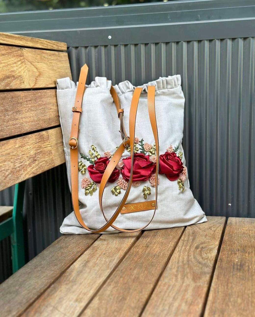 Red Floral Fabric Bag