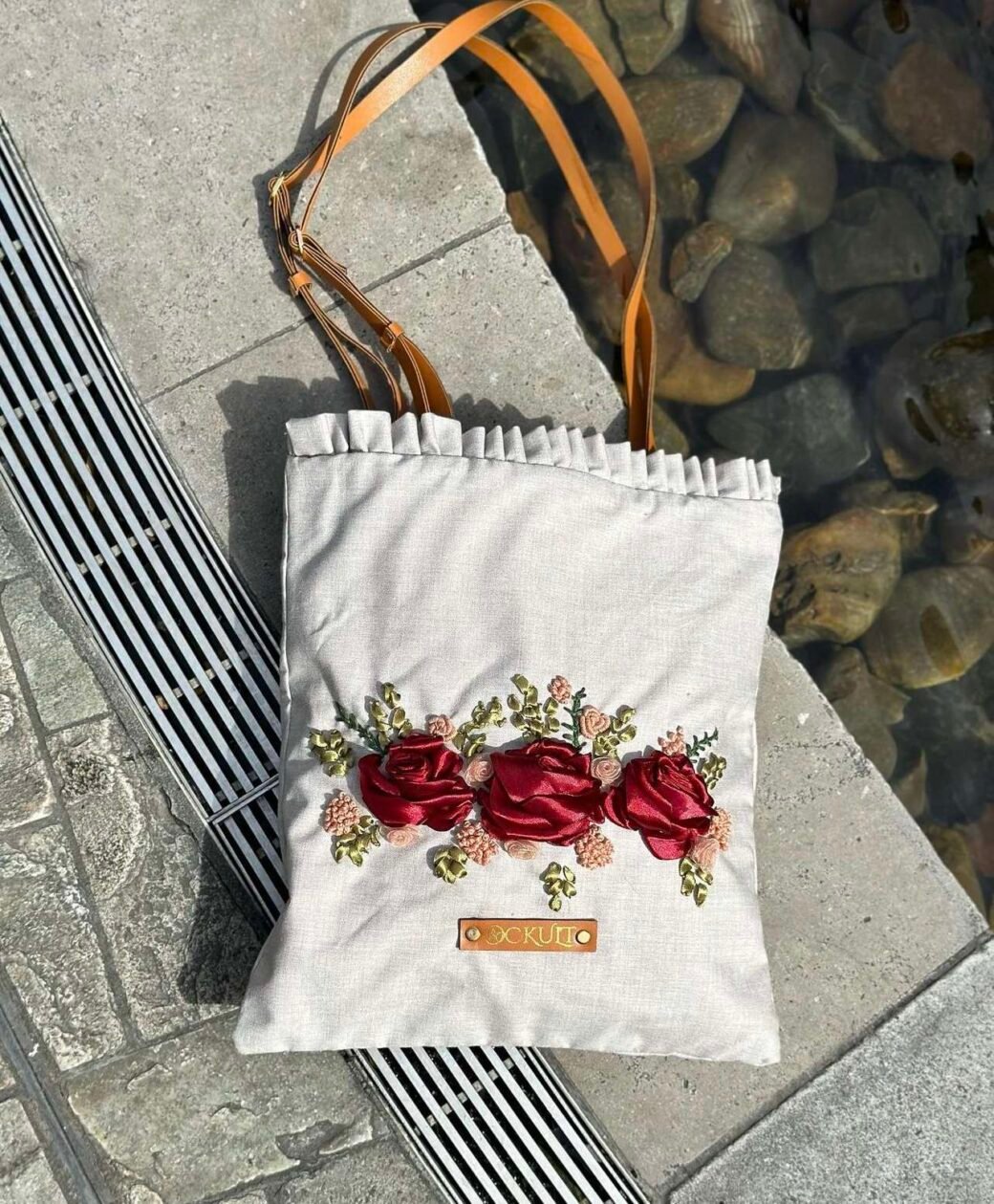 Red Floral Fabric Bag - Image 2