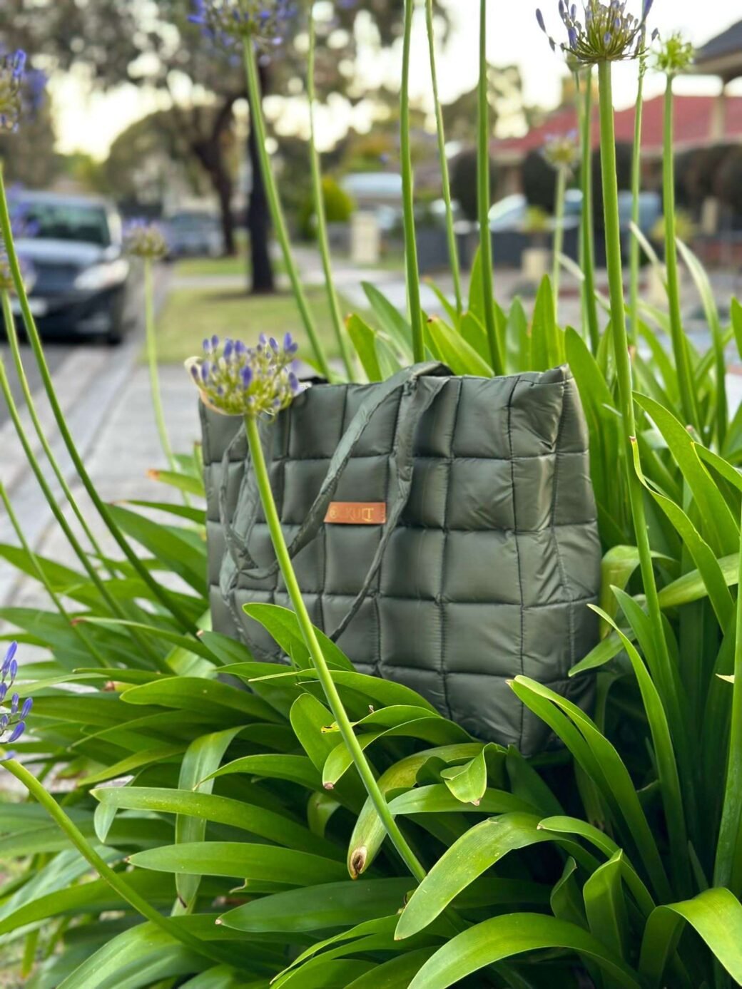 Green Large Space Quilted Shoulder Tote Bag - Image 2
