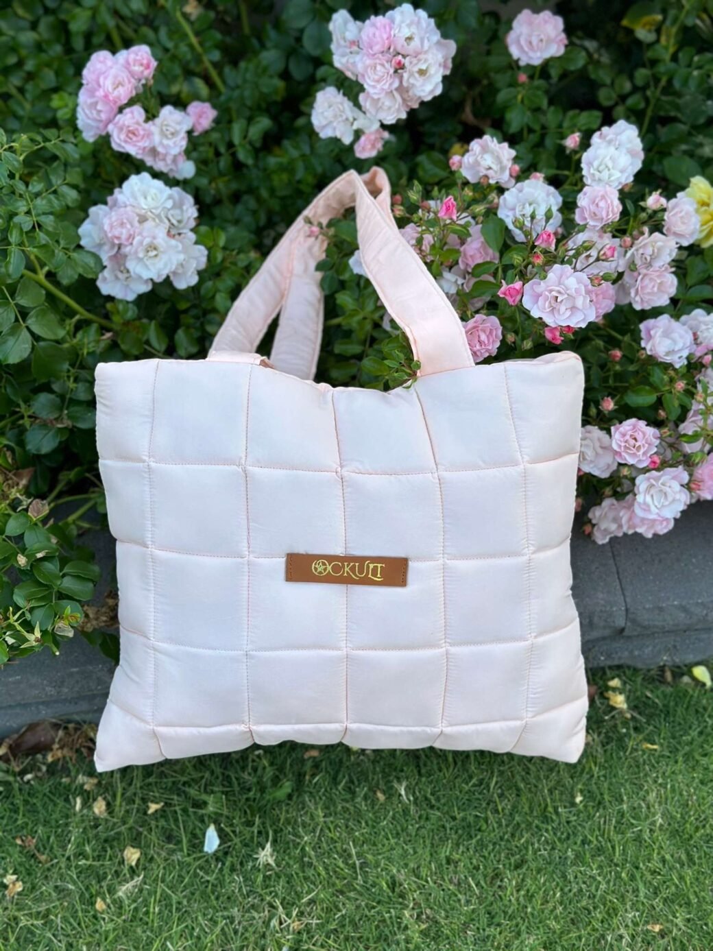 Pink Quilted Shoulder Tote Bag