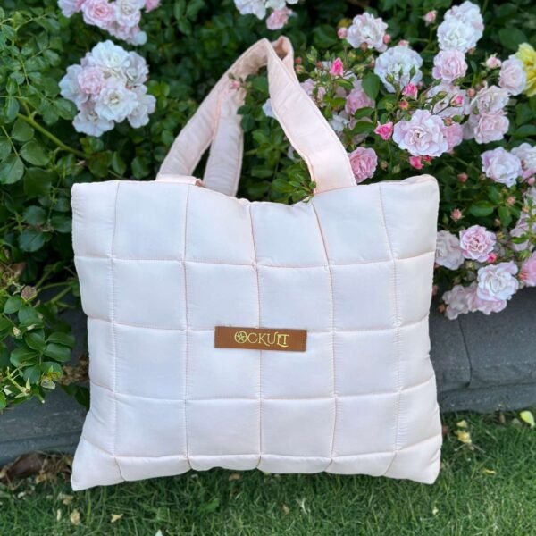 Pink Quilted Shoulder Tote Bag