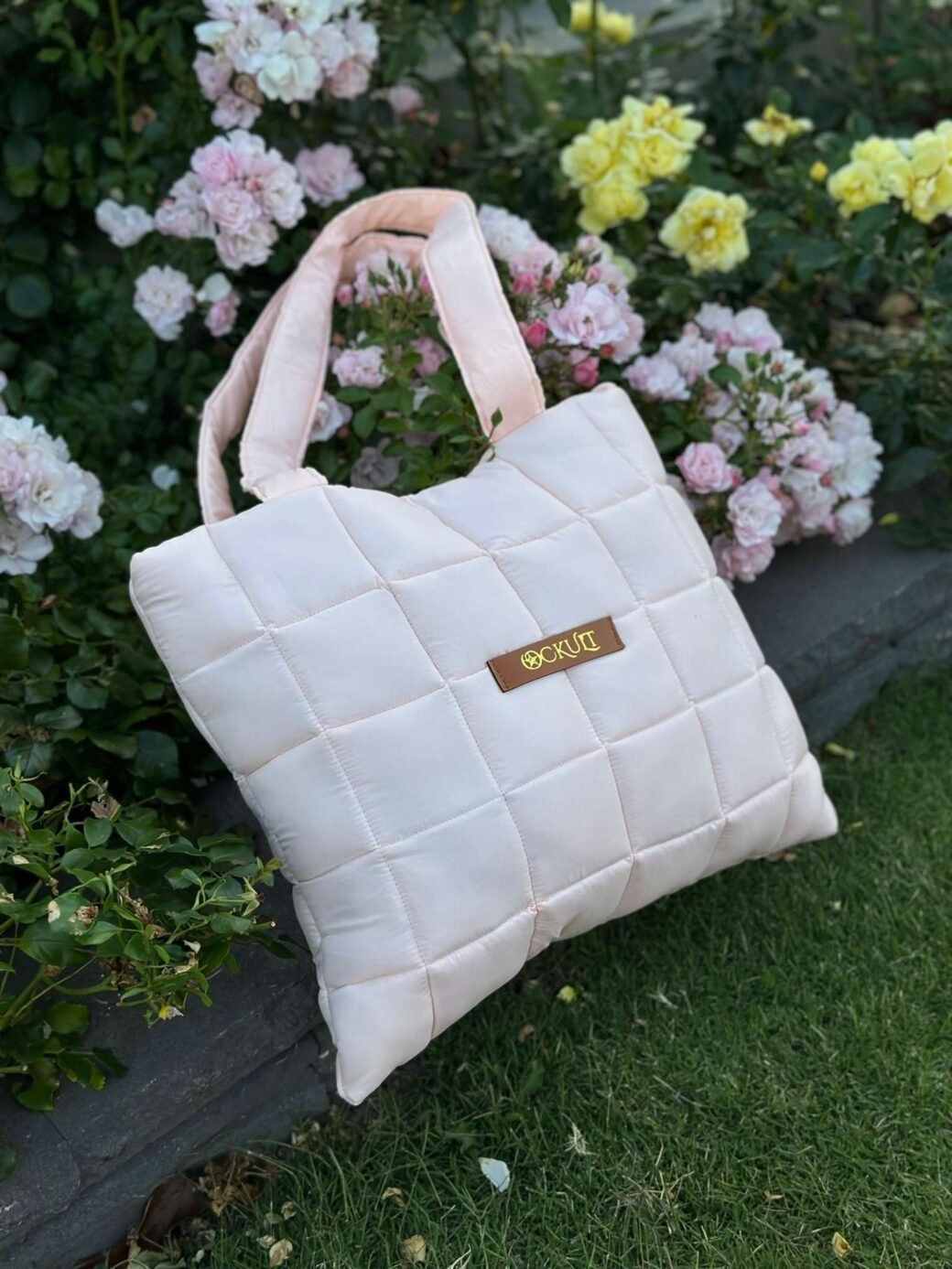 Pink Quilted Shoulder Tote Bag - Image 2