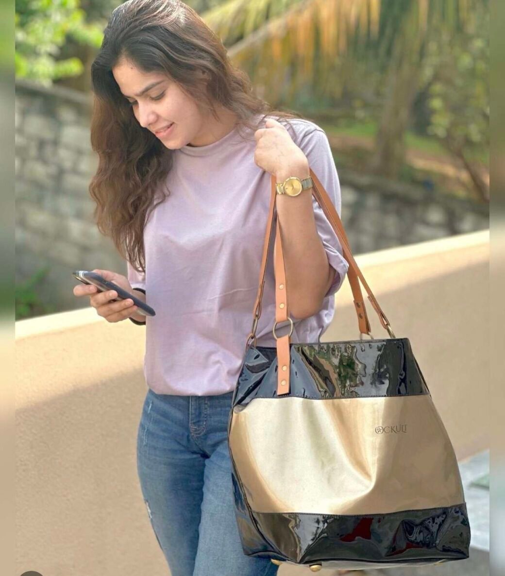 Two Tone Black Gold Bag