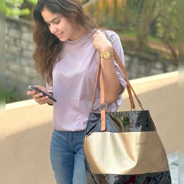 Two Tone Black Gold Bag