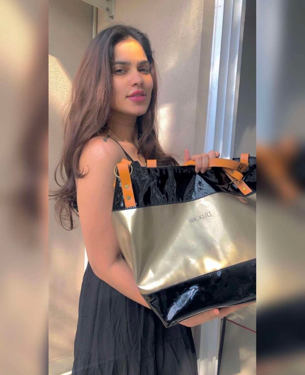 Two Tone Black Gold Bag - Image 4