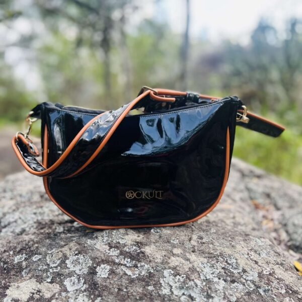 Black Shiny Shoulder Bag