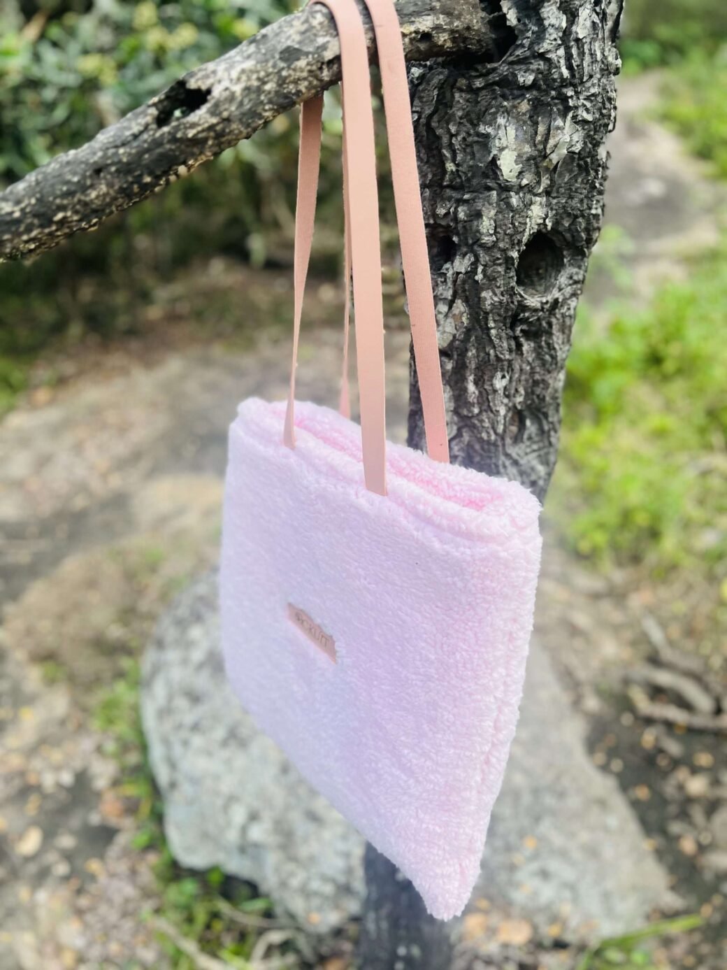 Pink Color Fur Tote Bag - Image 2