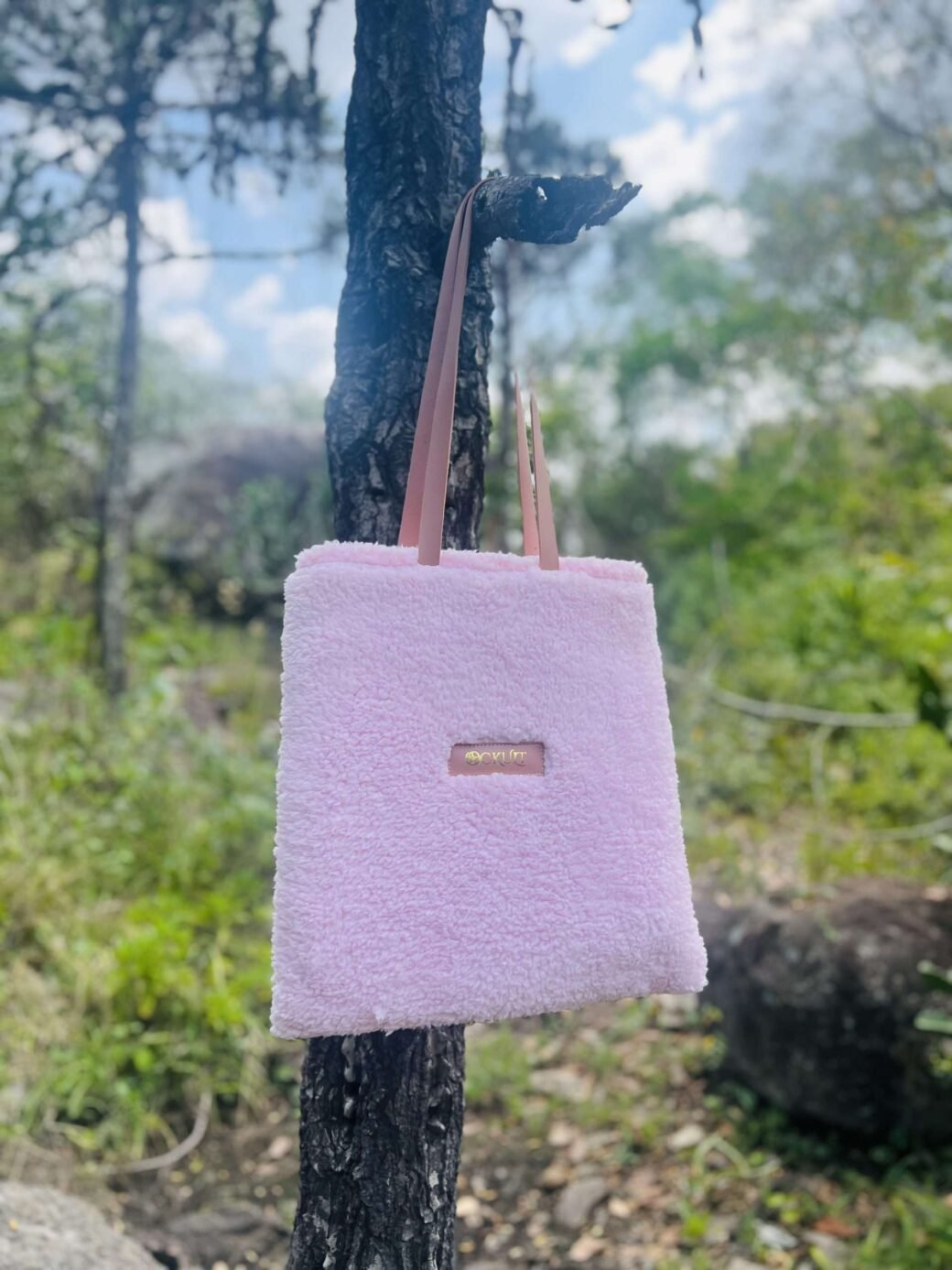 Pink Color Fur Tote Bag - Image 4