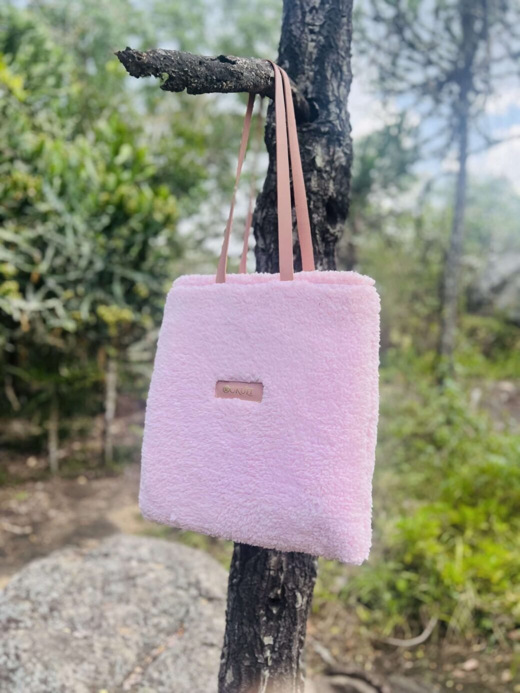 Pink Color Fur Tote Bag - Image 3