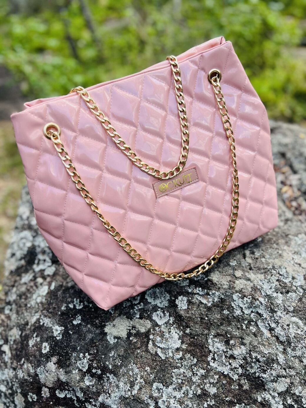 Quilted Candy Pink Shine Hand Bag - Image 2
