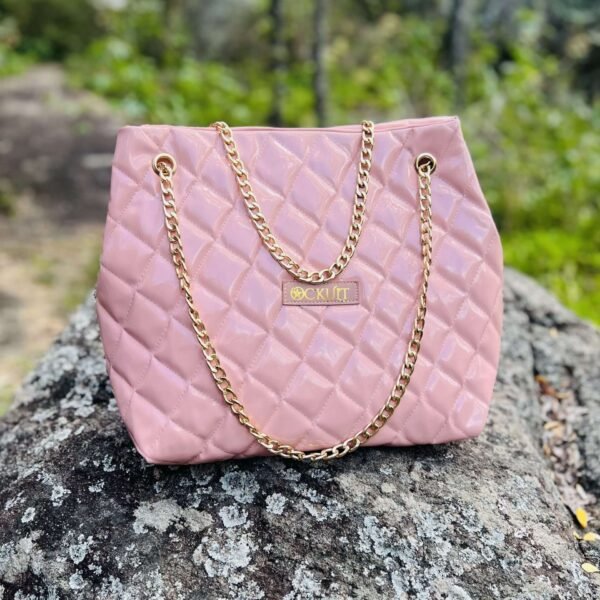 Quilted Candy Pink Shine Hand Bag
