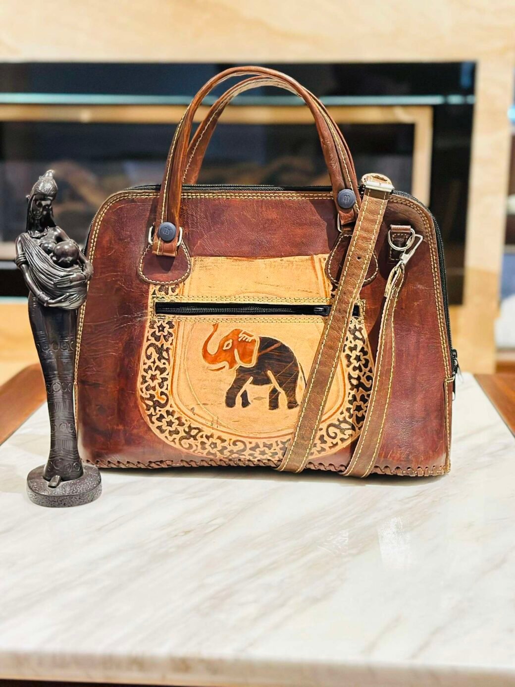 Brown Leather Clutch/Shoulder Bag