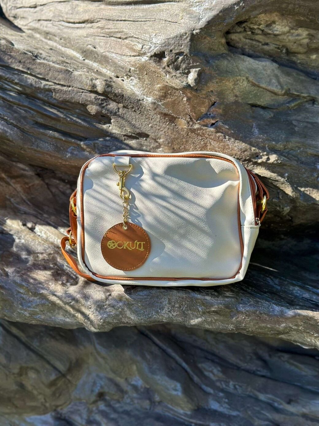 Beige Brown Wire Mini Crossbody Bag - Image 2