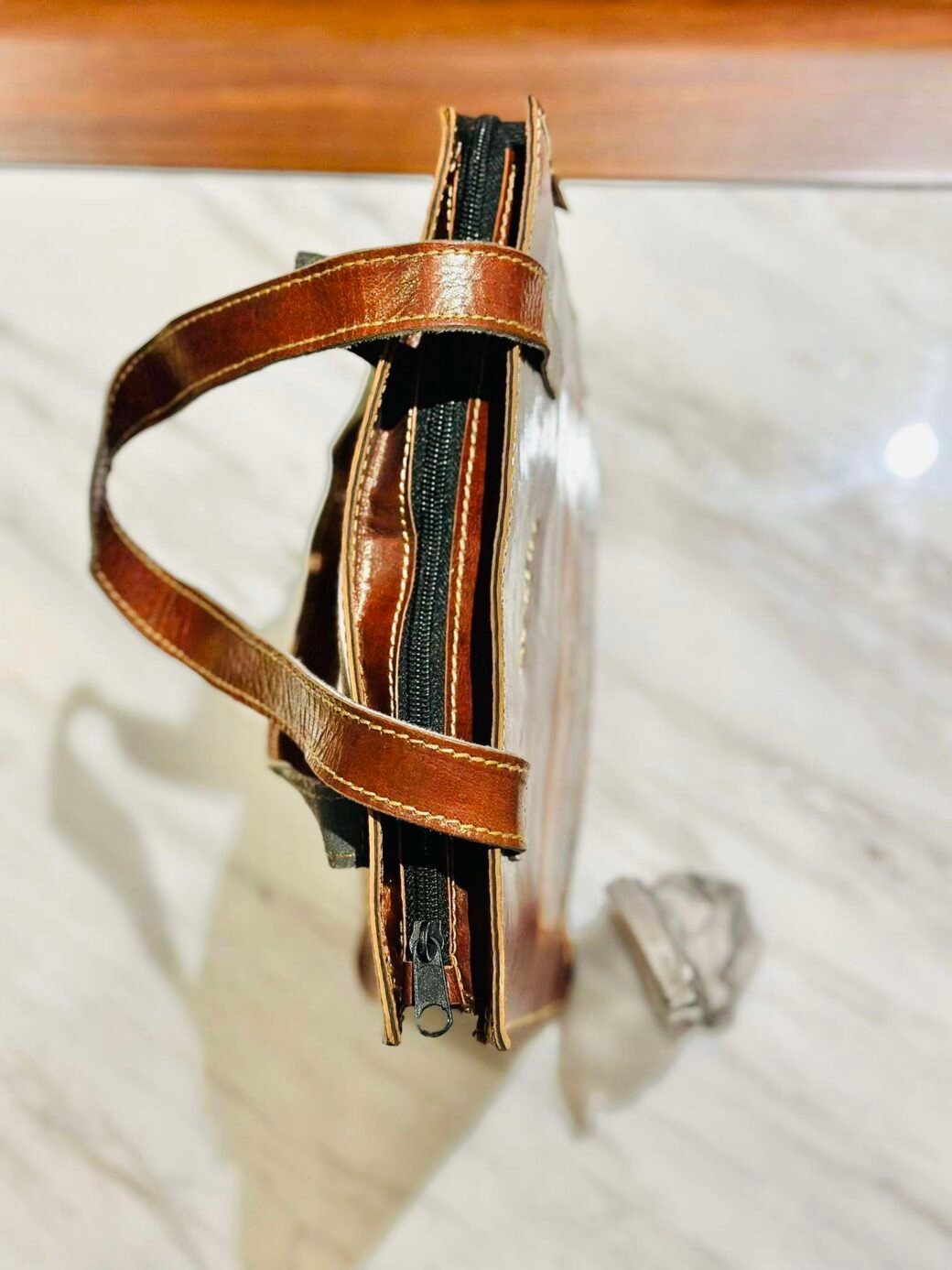 Brown Leather Elephant Tote Bag - Image 2