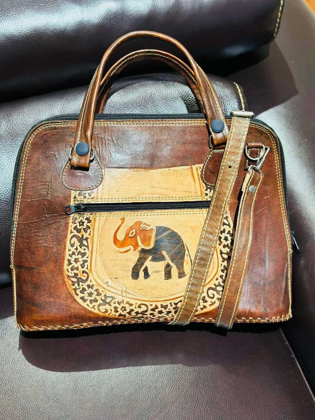 Brown Leather Clutch/Shoulder Bag - Image 2