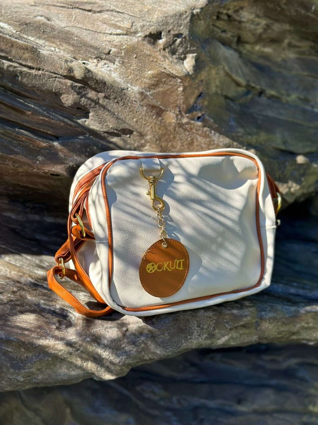 Beige Brown Wire Mini Crossbody Bag