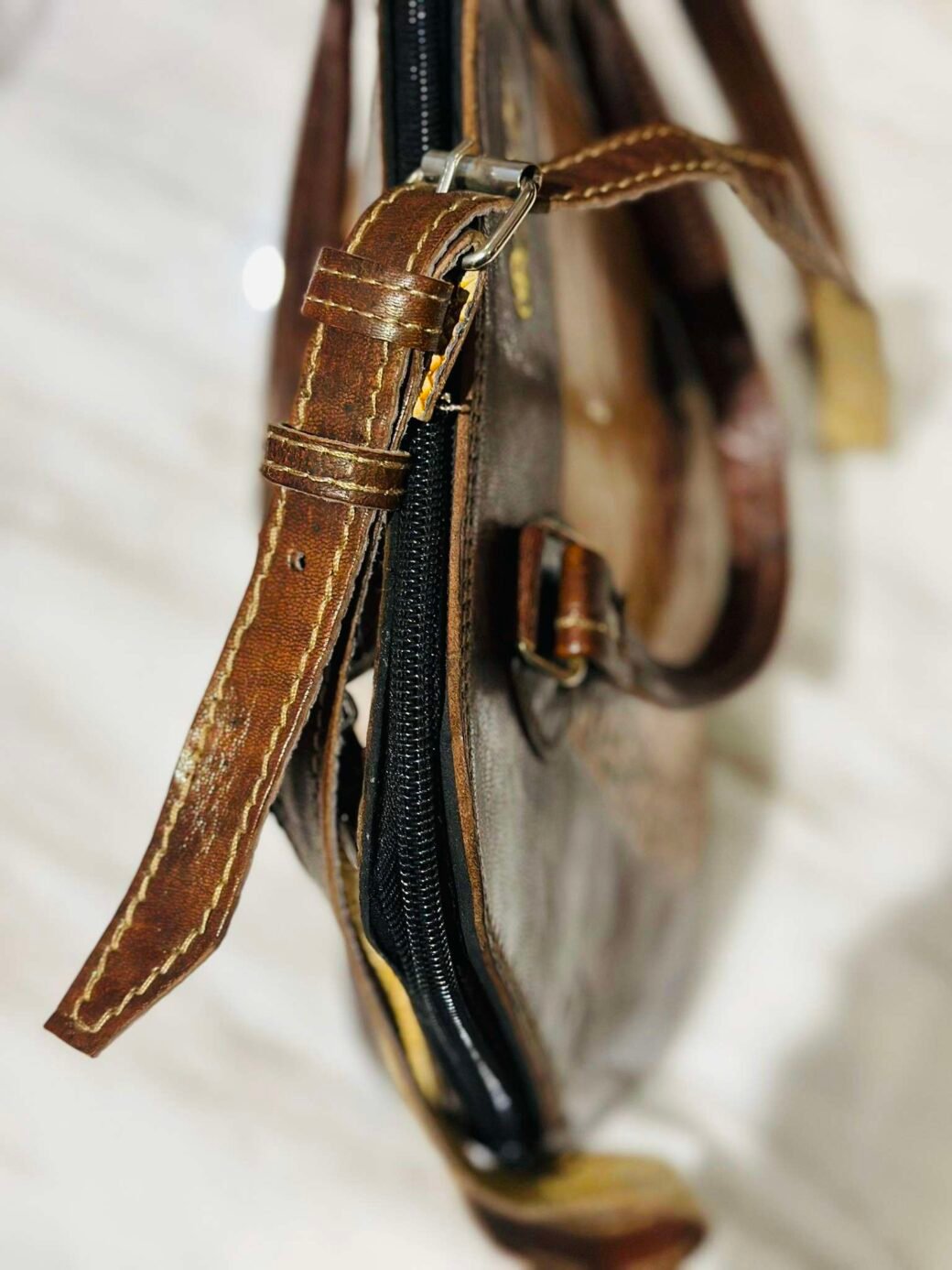 Brown Leather Clutch/Shoulder Bag - Image 3