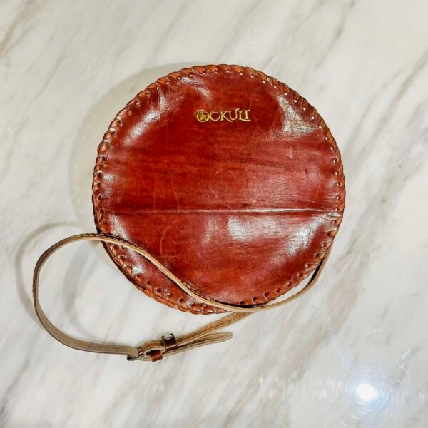 Brown Round Leather Bag