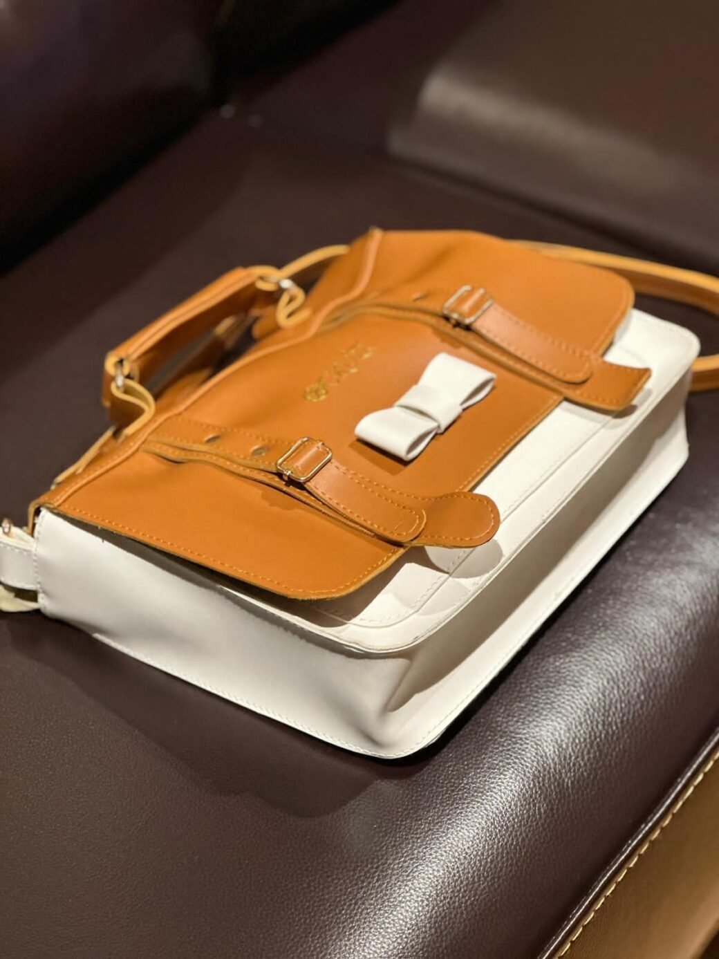 Brown Vintage Box Bow Bag - Image 5