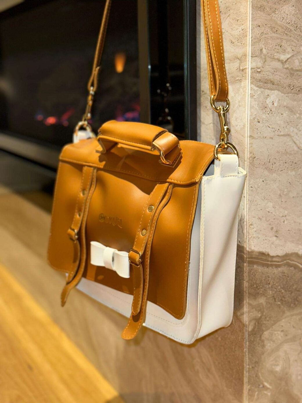 Brown Vintage Box Bow Bag - Image 4
