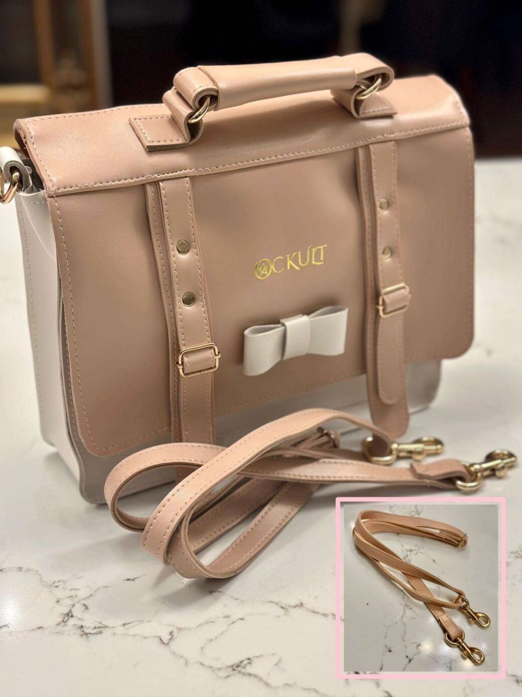 Pink Vintage Box Bow Bag - Image 4