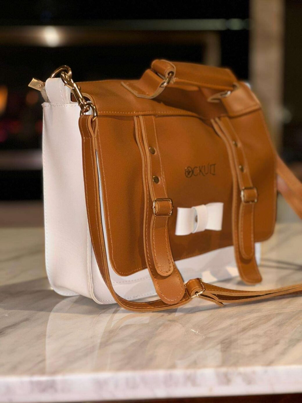 Brown Vintage Box Bow Bag