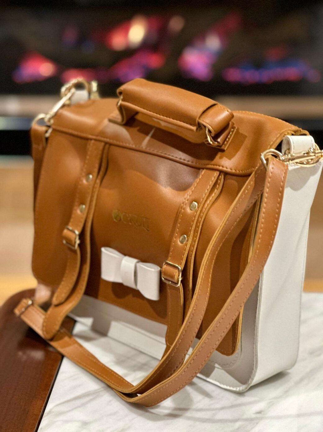 Brown Vintage Box Bow Bag - Image 2