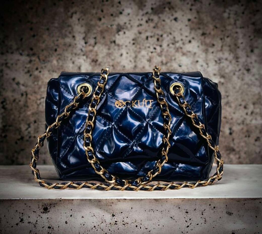 Dark Blue Quilted Small  Bag - Image 2