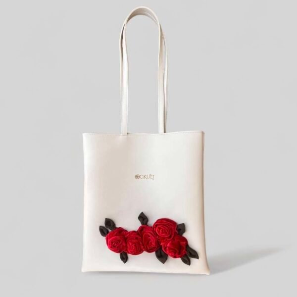 Red Floral Beige Bag