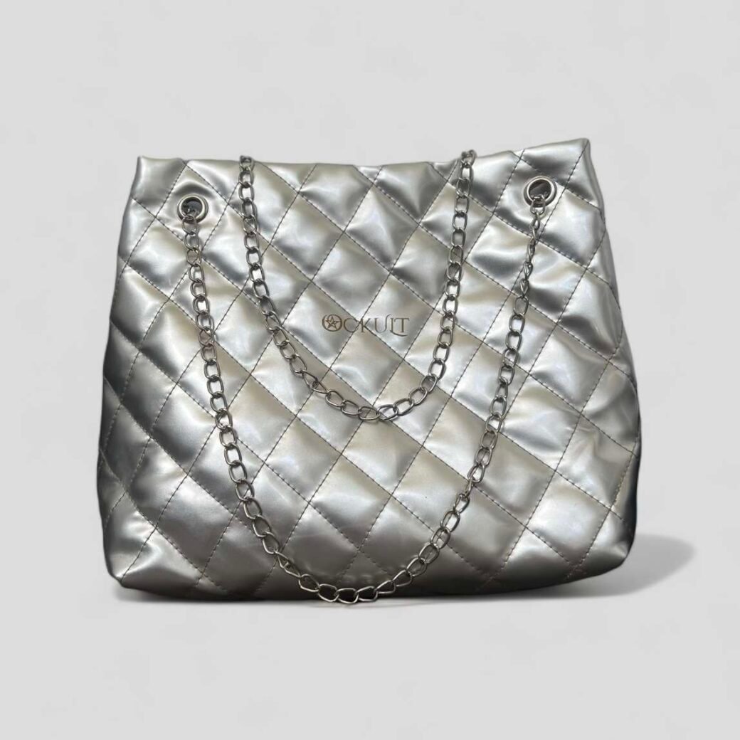 Quilted Candy Silver Hand Bag