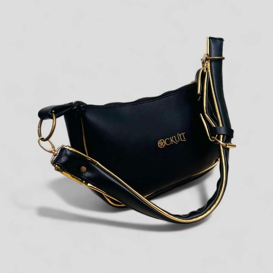 Black Gold Wire Small Shoulder Bag - Image 4