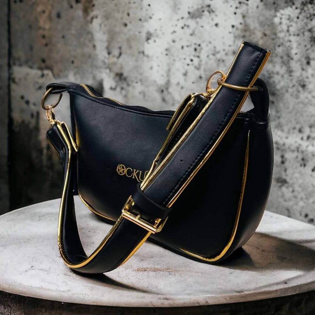 Black Gold Wire Small Shoulder Bag - Image 2