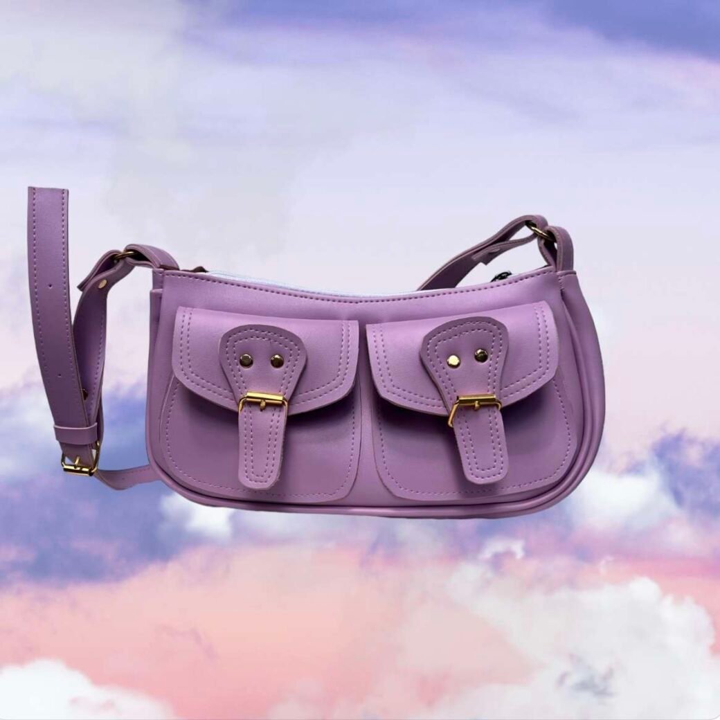 Purple Double Pocket Small Shoulder Bag