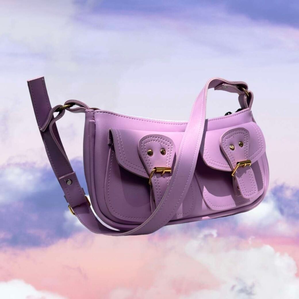 Purple Double Pocket Small Shoulder Bag - Image 2