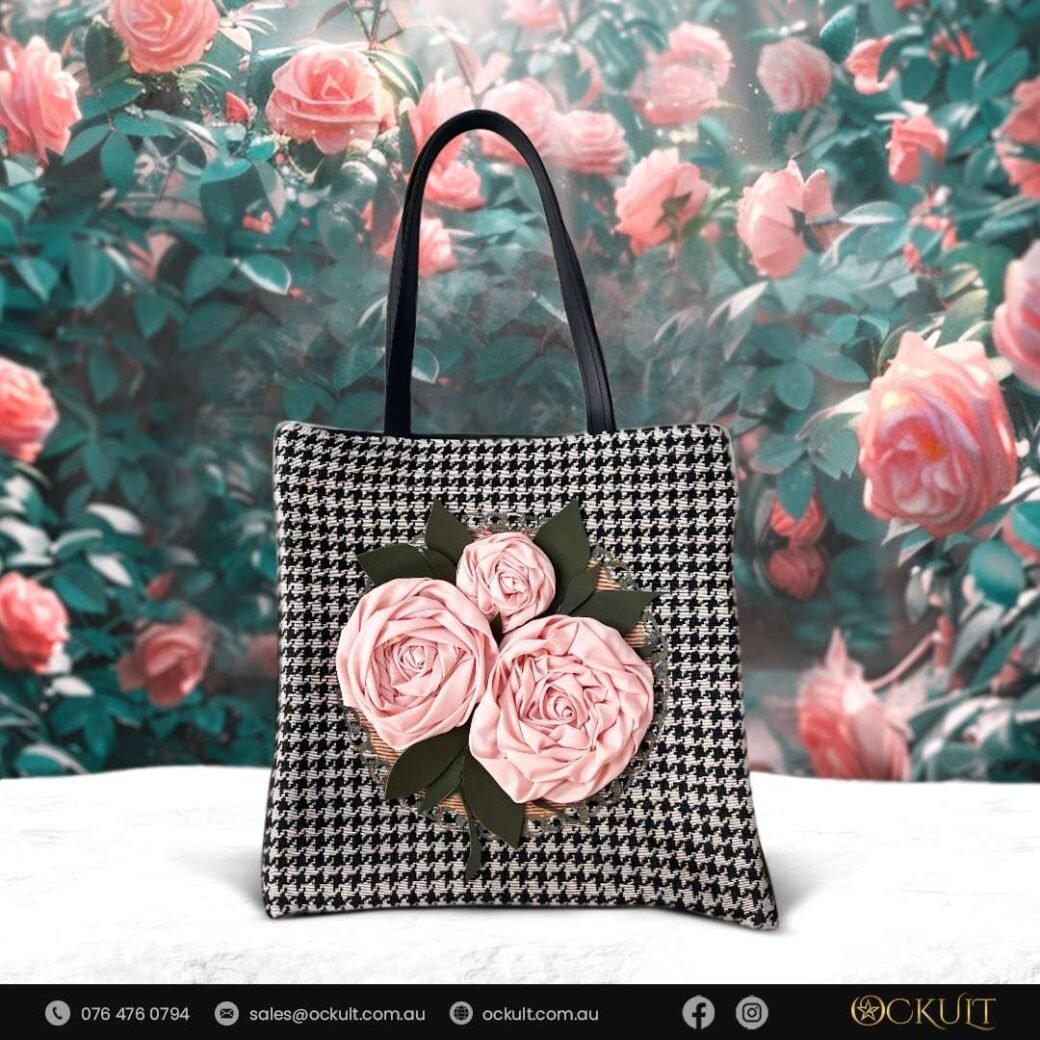 Black Floral Tote Bag - Image 2